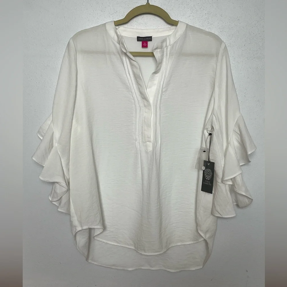 Vince Camuto, ruffle sleeve blouse size PL - Picture 3 of 9